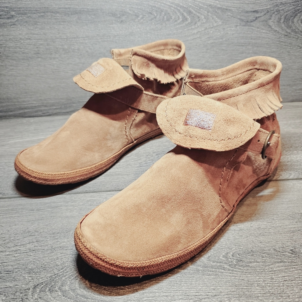 UGG Amely Chestnut Suede Leather Ankle Boots Fringe Tribal Moccasins  Women's 11